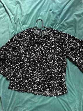 Zara Black Blouse with White Dot Print